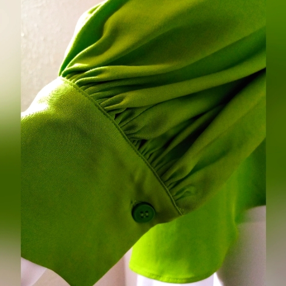 NWT Zara Chartreuse L/S Dolman Button Up Blouse - Picture 4 of 6